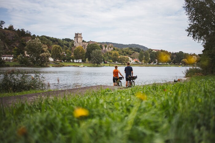 Donauradweg mit Blick auf Weitenegg.