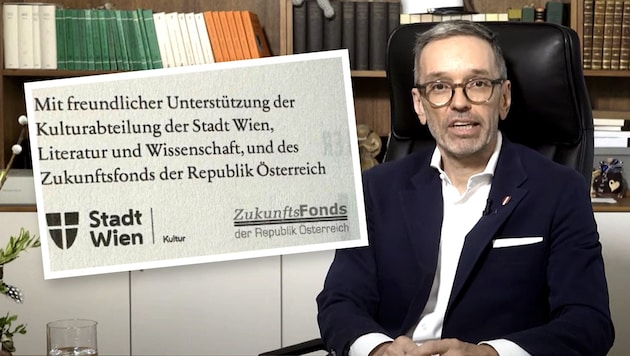 Herbert Kickl übte bereits Kritik an dem Buch über ihn.  (Bild: Screenshot/YouTube/FPÖ TV, zVg, Krone KREATIV)