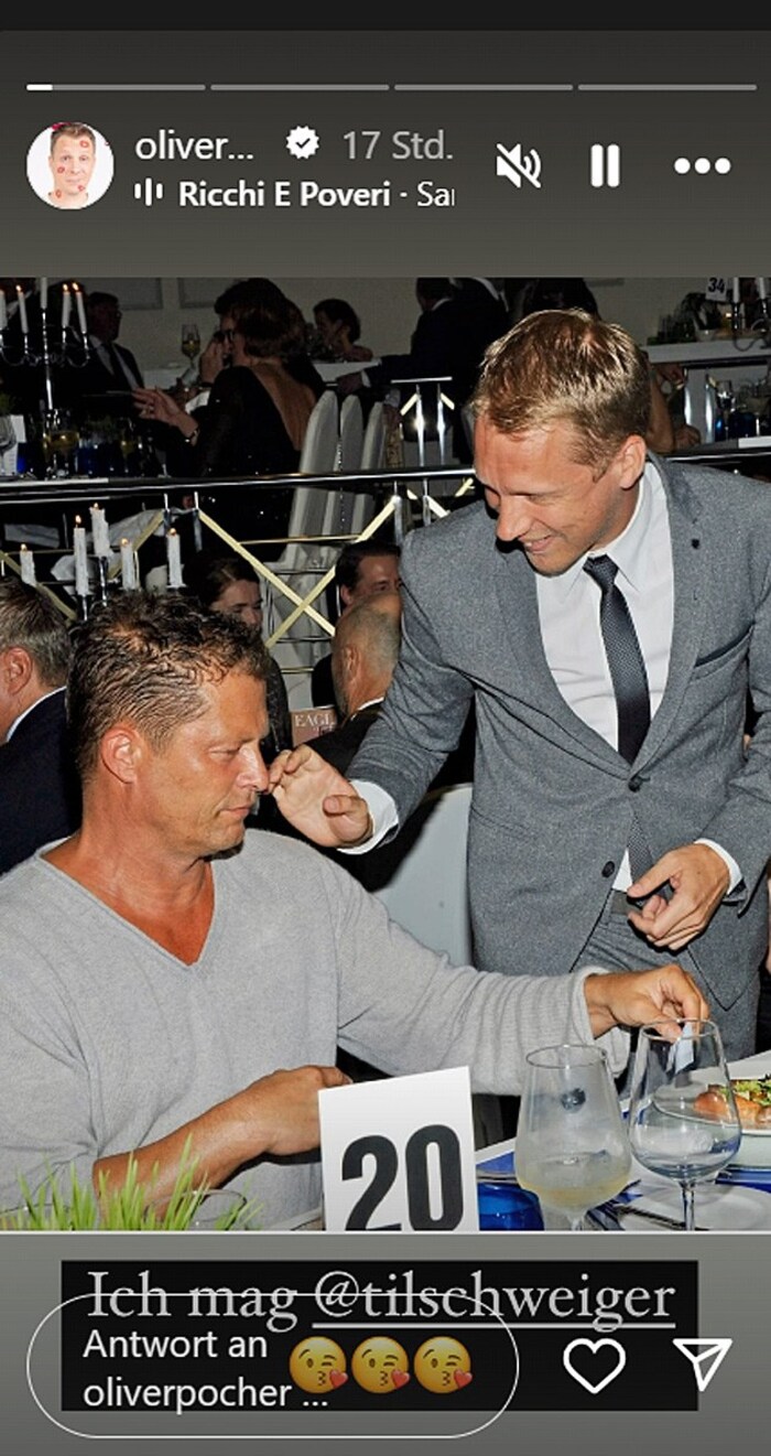 Oliver Pocher responded to Til Schweiger's blasphemy with kiss emojis.