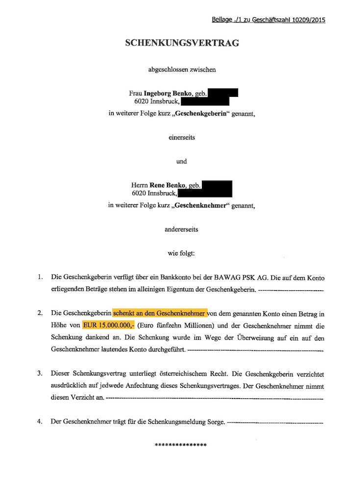 Contract from December 2015: Benko "gratefully accepts"