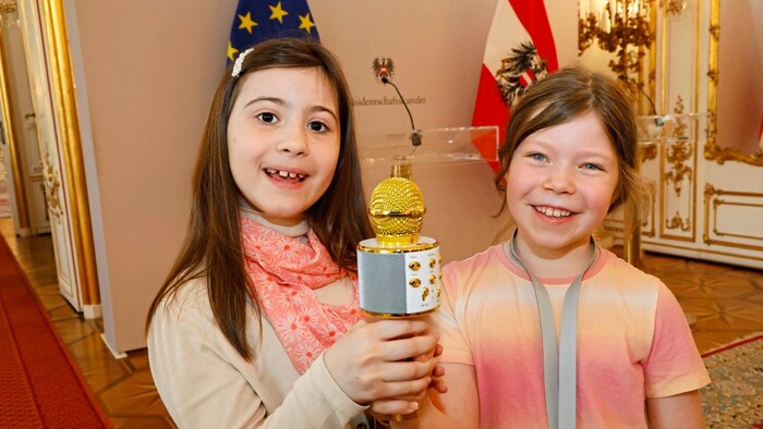 A young female journalist duo