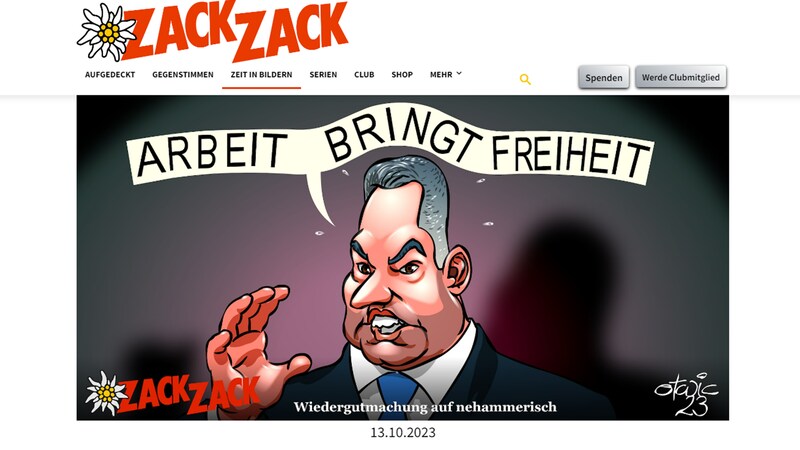 Die Zeichnung ist weiterhin auf zackzack.at auffindbar. (Bild: Screenshot/zackzack.at)