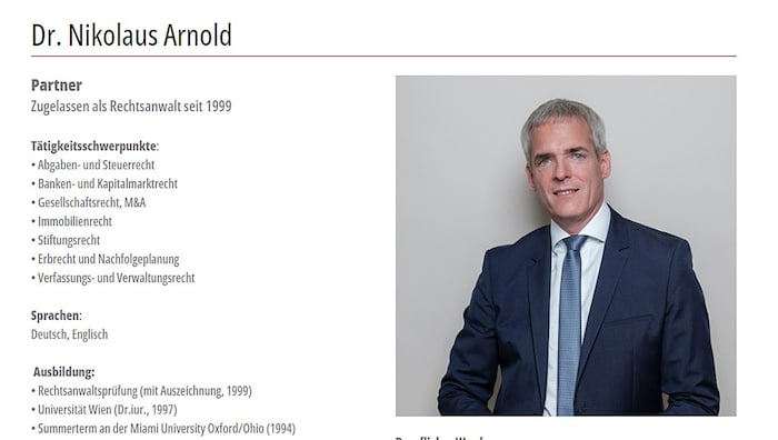 Benko's lawyer of trust for many years: Nikolaus "Niki" Arnold
