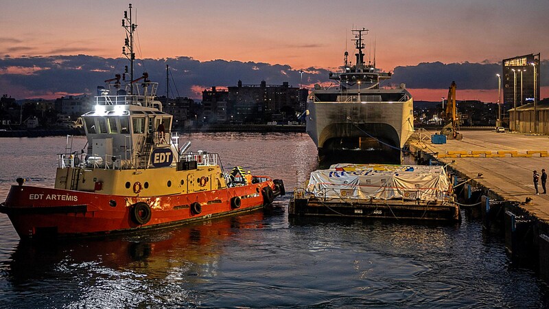 Yardım malzemeleri Kıbrıs'ta kontrol edilecek ve Gazze Şeridi'ne gönderilecek. (Bild: APA/AFP/Proactiva Open Arms (POA))