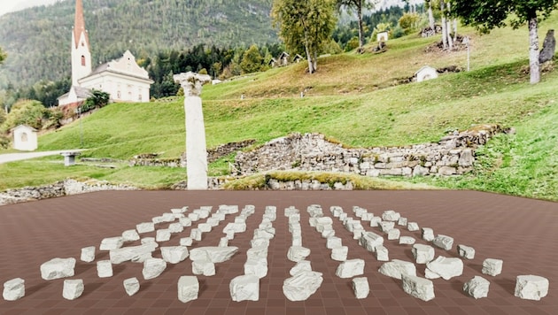 In the "Open Reassembly" game, anyone can try to reassemble the altar slab, which has been broken into 139 individual pieces. (Bild: APA/CGV - TU Graz)