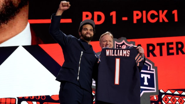 First pick of this year's NFL draft: Caleb Williams (Bild: APA Pool/APA/Getty Images via AFP/GETTY IMAGES/Gregory Shamus)