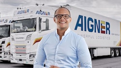 Marius Aigner (29) führt den gleichnamigen Logistiker, der in Haag seinen Firmensitz hat. (Bild: Krone KREATIV/Aigner Powerful Logistics (2))