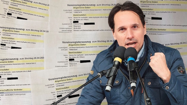 The controversial funding of the Corona Fund in Lower Austria for "associations for vaccination victims" around corona denier Martin Rutter is causing rumblings in politics. (Bild: Krone KREATIV/APA/Florian Wieser, Wilhelm Eder)