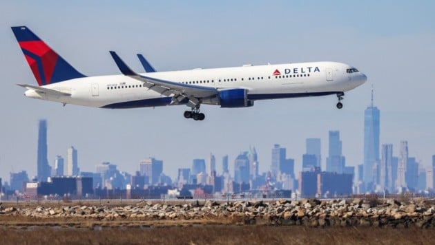 Ein Flugzeug der Airline Delta Airlines (Symbolbild) (Bild: APA Pool/AFP/Damian Dovarganes)