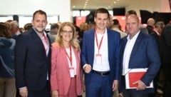 Zwander, Königsberger-Ludwig, Hergovich und Wieser (von links) hatten beim Parteitag in Wieselburg ein „Heimspiel“. (Bild: Imre Antal)