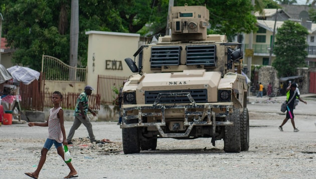 A police vehicle in the capital of Haiti, Port-au-Prince (Bild: APA/AFP/Clarens SIFFROY)