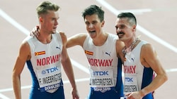 Filip Ingebrigtsen, Jakob Ingebrigtsen, und Henrik Ingebrigtsen (v.l.n.r.) (Bild: ASSOCIATED PRESS)