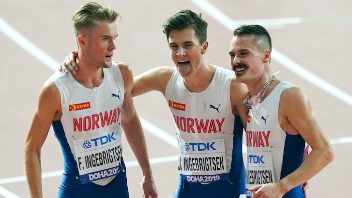 Filip Ingebrigtsen, Jakob Ingebrigtsen, und Henrik Ingebrigtsen (v.l.n.r.)