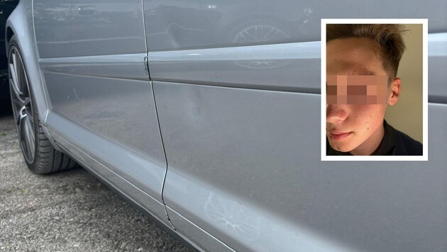 The 19-year-old, who is said to have been attacked in his car, has pain in his face and a swollen eye. (Bild: Krone KREATIV/zVg, Krone KREATIV)