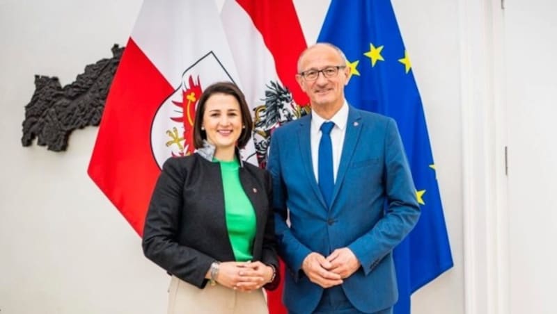 LR Astrid Mair und LH Anton Mattle (VP) (Bild: zVg)