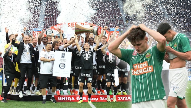 Sturm feierte die Titelverteidigung, Rapid erneut am Boden. (Bild: GEPA/GEPA pictures, Sepp Pail)