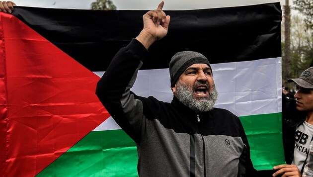 Pro-Palestinian rally in Istanbul (Bild: APA/AP)