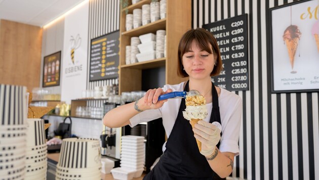 Ein (Eis-)Traum für Allergiker und Veganer bei der Kremser Eisbiene. Eis aus Soya-, Hafer- oder Mandelmilch gibt es eine Menge. (Bild: Molnar Attila)