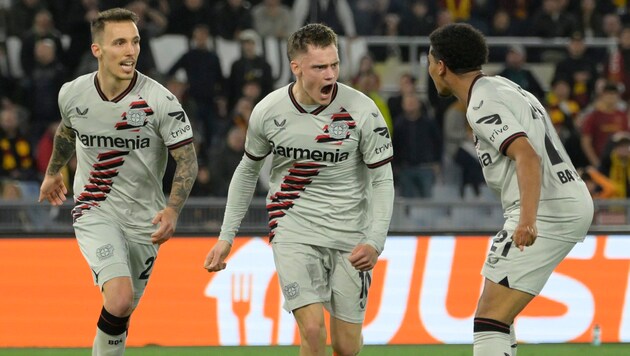 Great jubilation for the Leverkusen team (Bild: ASSOCIATED PRESS)