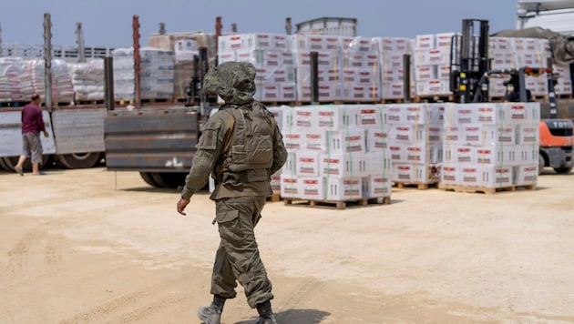 An aid delivery for the Gaza Strip (symbolic image) (Bild: APA Pool/Associated Press)