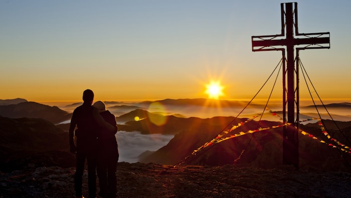 Sunrise on the Hochschwab summit.