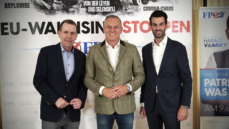 Harald Vilimsky, Mario Kunasek, Udo Landbauer (Bild: FPÖ Steiermark/Mitteregger)