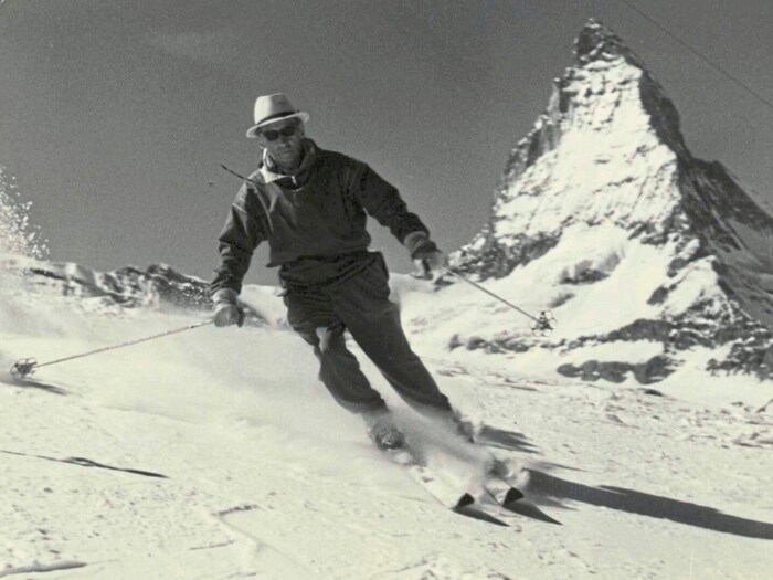Dynamic: Hermann Knaus on a skiing vacation in front of the Matterhorn.