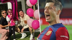 Es läuft für Robert Lewandowski – sportlich und privat. (Bild: APA/AFP/LLUIS GENE, Instagram.com/_rl9)