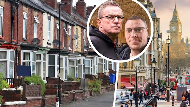 Ähnlichkeit zu Rangnick? Ich zweifle, ein Hotel-Mitarbeiter in Manchester sah's anders. (Bild: stock.adobe.com (2), Gepa, Wiesmeyer, Krone KREATIV)