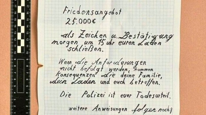 Ein Erpresserbrief der Jugendlichen
