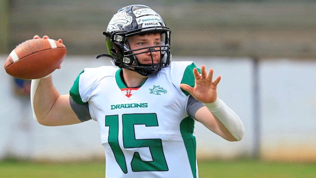 Alex Thury is quarterback of the Danube Dragons and on the national team. (Bild: GEPA/Mario Buehner-Weihrauch)