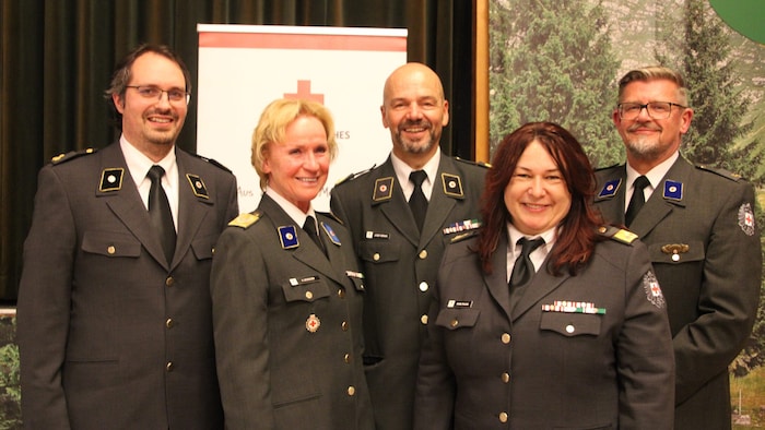 Die neue Rotkreuz-Bezirksstellenleitung in Leoben: Jörg Matejka, Andrea Leodolter, Josef Mrnak, Anita Kozak, Michael Rainer (v. l.).