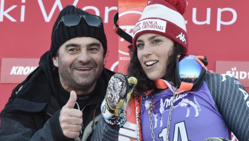 Alberto Tomba mit Ski-Star und Landsfrau Federica Brignone (Bild: AFP or licensors)