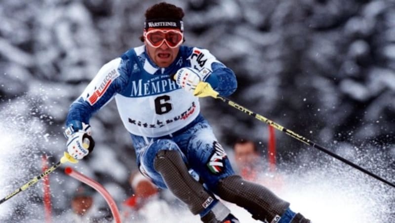 Alberto Tomba beim Slalom in Kitzbühel im Jahr 1998. (Bild: RUBRA)