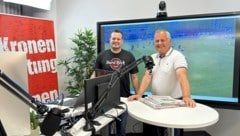 Patrick Jochum und Gunter Motz im „Krone“-Studio in Klagenfurt; mit Berichten, Infos, Analysen, Gesprächen. (Bild: zVg)