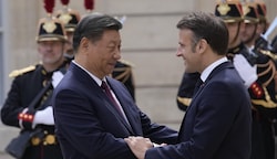 Von links: Chinas Staatschef Xi Jinping und Frankreichs Präsident Emmanuel Macron in Paris  (Bild: Christophe Ena)
