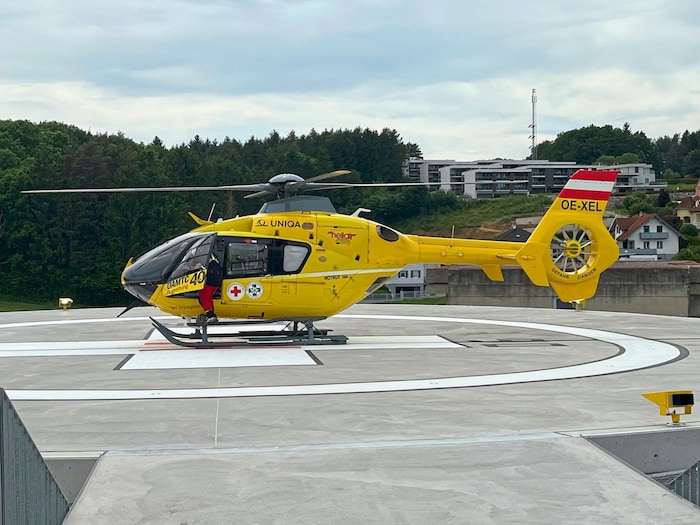 First Touchdown LOGR Oberwart“ auf dem Dach der neuen Klinik Oberwart.