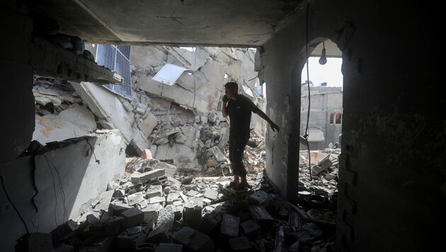 Zerstörte Gebäude in Rafah am 7. Mai 2024. (Bild: APA/Associated Press)