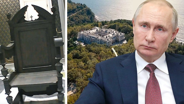 The property is worth a whole 100 billion roubles (approx. 1 billion euros). (Bild: Krone KREATIV/APA/AFP/Sputnik/Mikhail Klimentyev, navalny.com)