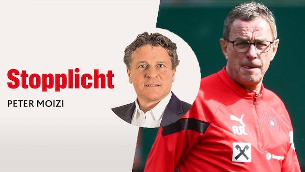 „Krone“-Sportchef Peter Moizi, Ralf Rangnick (Bild: GEPA, Krone Kreativ)