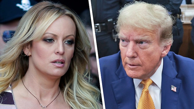 Stormy Daniels spent several hours describing her encounter with Donald Trump in court. (Bild: AP/AFPKrone KREATIV,)