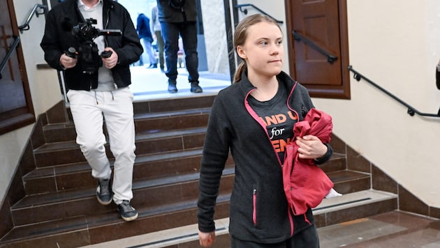 Greta Thunberg in court in Stockholm on Wednesday (Bild: AFP/Frederik Sandberg)