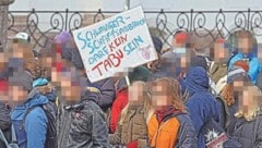 Auch Gegen-Demonstranten gingen damals auf die Straße. (Bild: Birbaumer Johanna, Krone KREATIV)