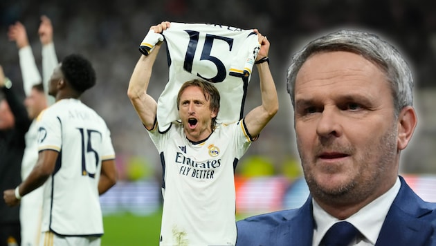 Didi Hamann fand den Trikot-Jubel der Madrilenen respektlos. (Bild: AP ( via APA) Austria Presse Agentur/ASSOCIATED PRESS, APA/AFP/Fabrice COFFRINI)