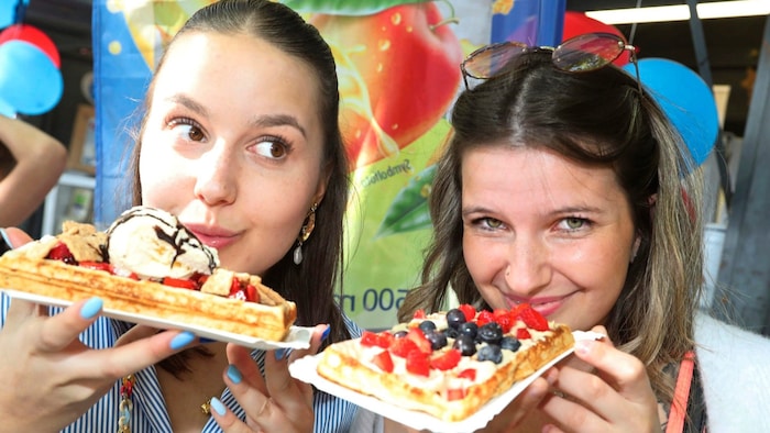 Delicious waffles are available for dessert.