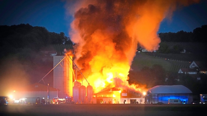 Der Stall verwandelte sich in einen Flammenmeer