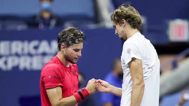 Dominic Thiem und Alexander Zverev (rechts) bei den US-Open 2020.  (Bild: AFP/Matthew Stockman/Getty Images/AFP )