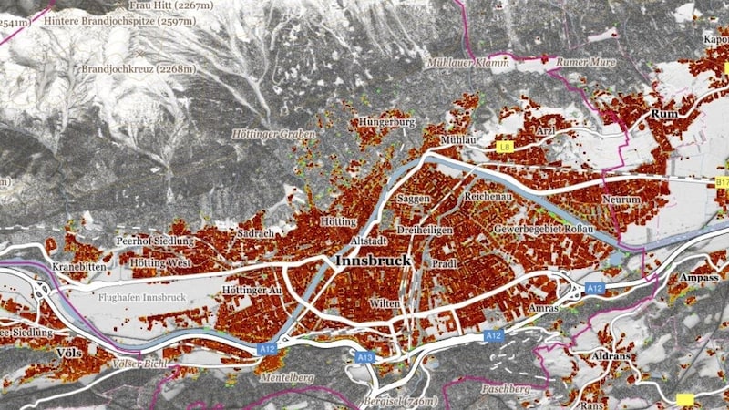 The solar potential for the Innsbruck area is excellent. (Bild: Screenshot tirolsolar.at)