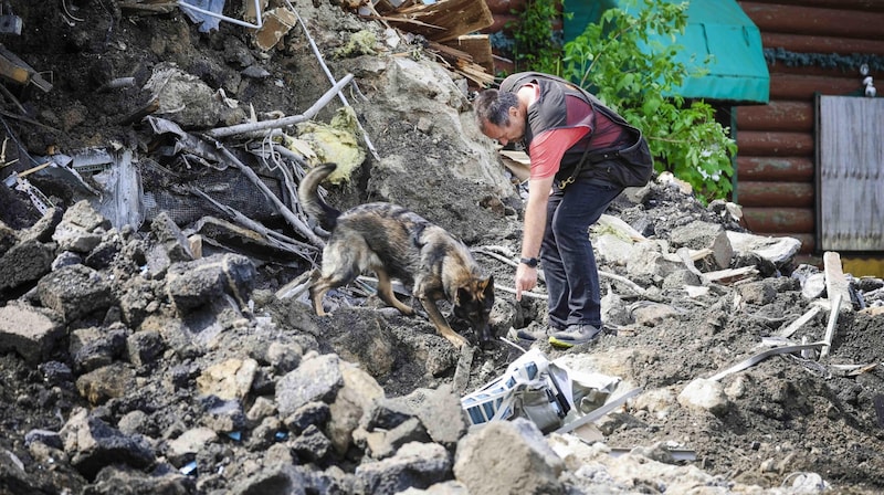 A police dog searched for the cause of the collapse. (Bild: Scharinger Daniel)