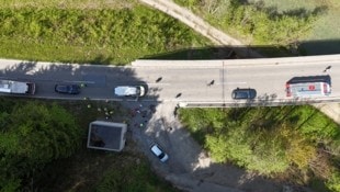 Die Unfallstelle in Hittisau aus der Vogelperspektive.